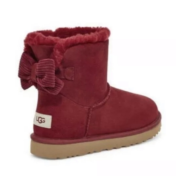 UGG | Mini Bailey Corduroy Bow Boots Kiss Red Size 6 New - Picture 11 of 11